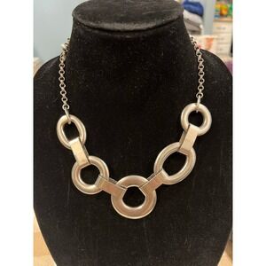 Silver tone Metal Hoop Punk Rock Necklace
